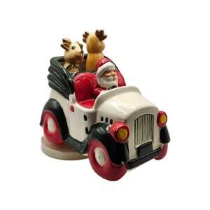 Vintage Santa Driving Reindeers Music Box, Christmas Music Box